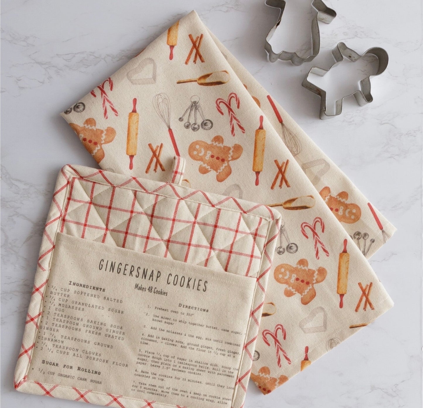 Pot Holder and Tea Towel - Gingersnap Cookies (Set)