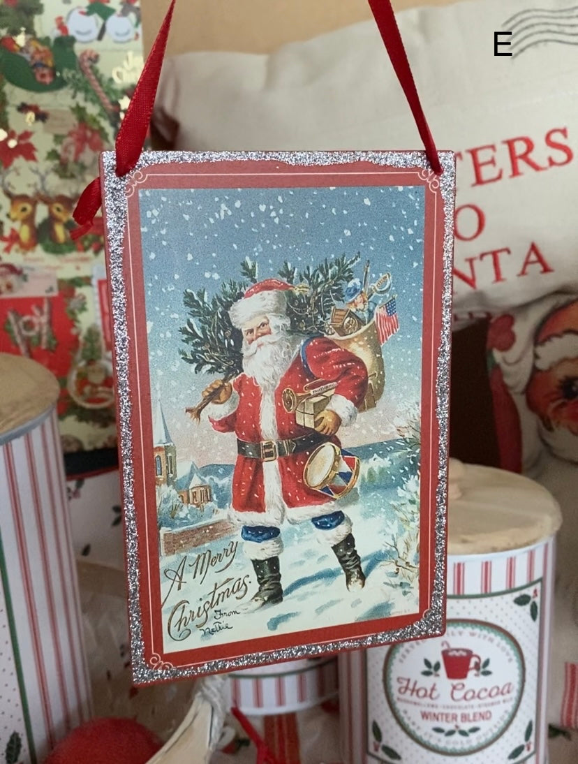 Vintage Santa’s Postcard Ornaments
