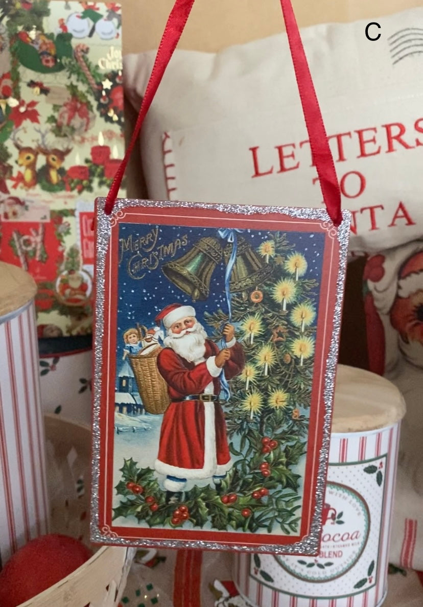 Vintage Santa’s Postcard Ornaments