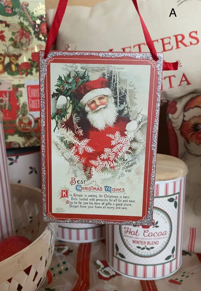 Vintage Santa’s Postcard Ornaments