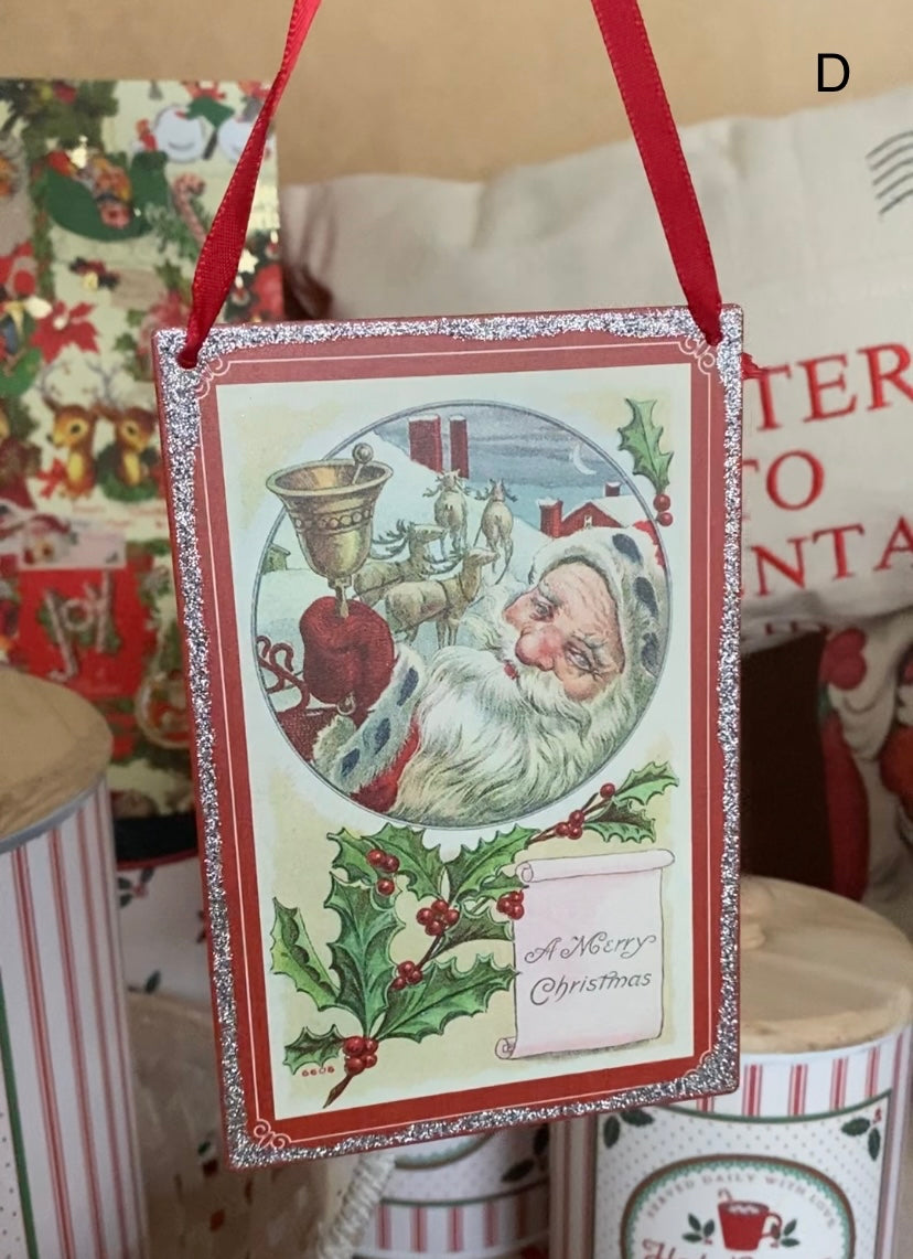 Vintage Santa’s Postcard Ornaments