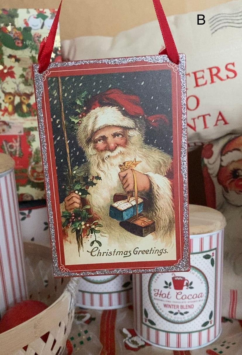 Vintage Santa’s Postcard Ornaments