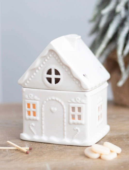 White Christmas Gingerbread House Oil Burner and Wax melt