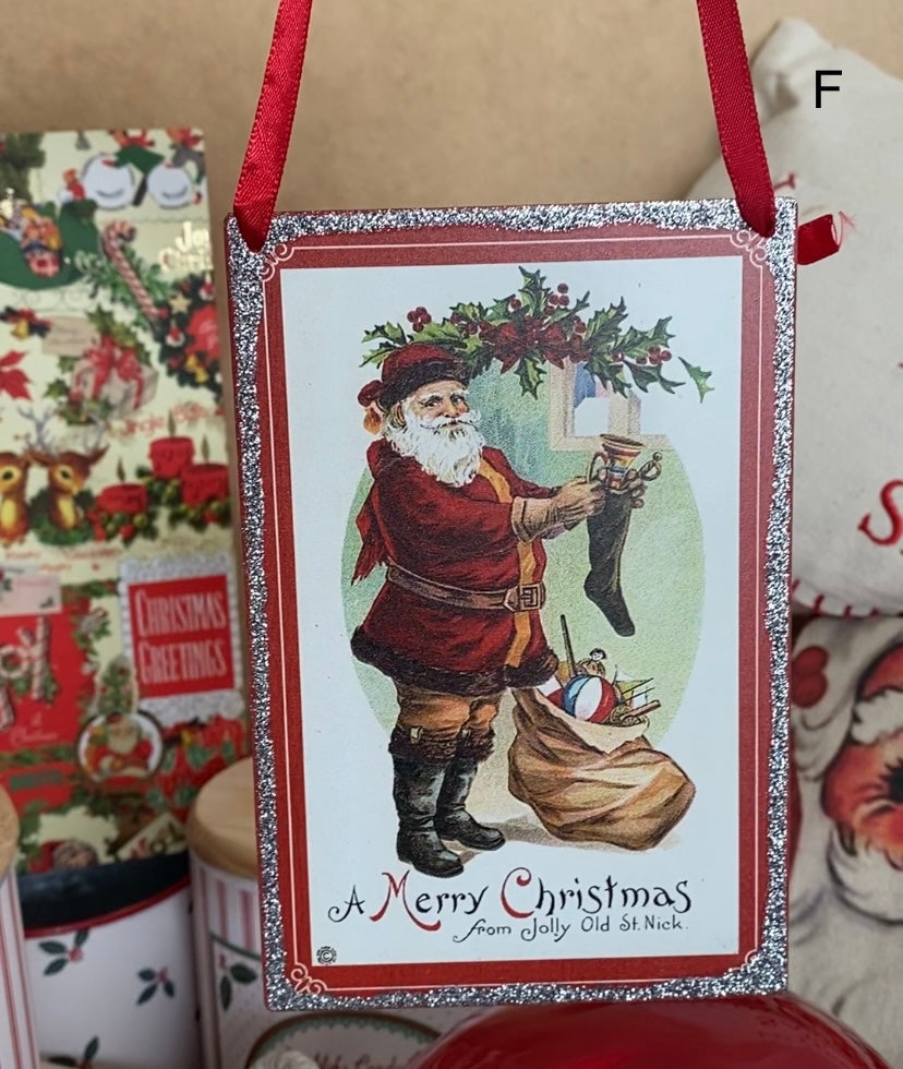 Vintage Santa’s Postcard Ornaments